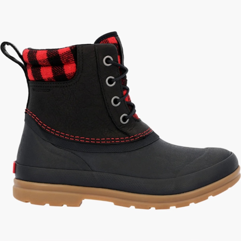 NIB Muck Women's Originals Leather Duck Lace Waterproof Boots Buffalo Plaid W11